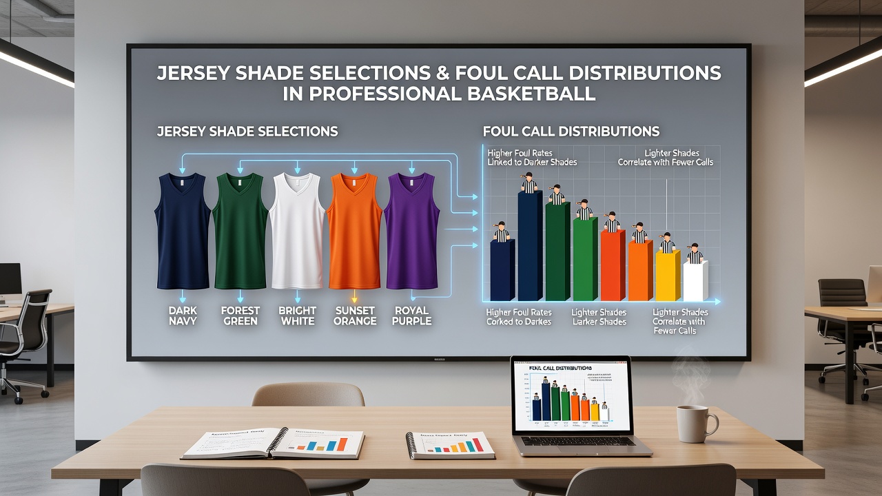 Detailed breakdown of foul call data across different jersey shade categories in basketball playoffs