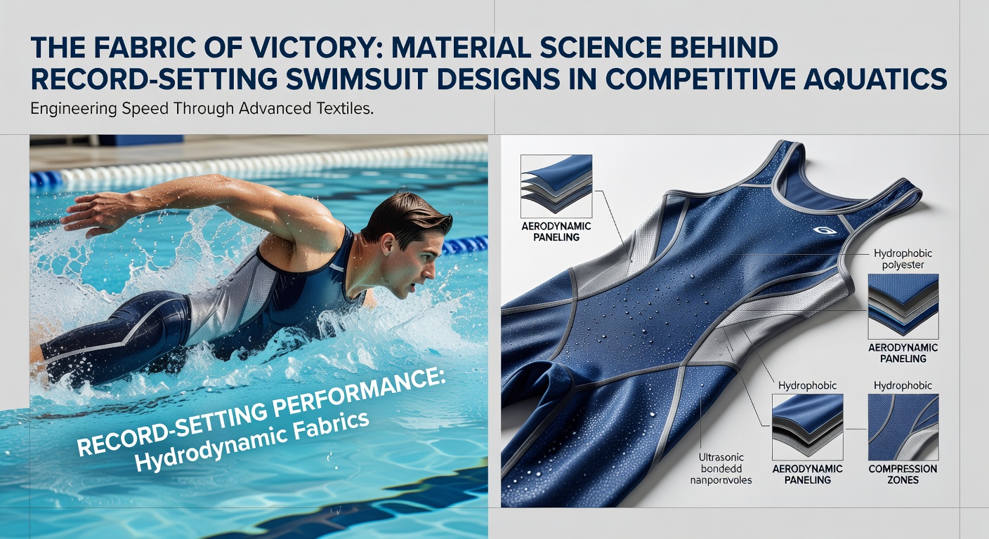Close-up view of layered swimsuit fabric demonstrating water-repellent coating and ultrasonic seam construction