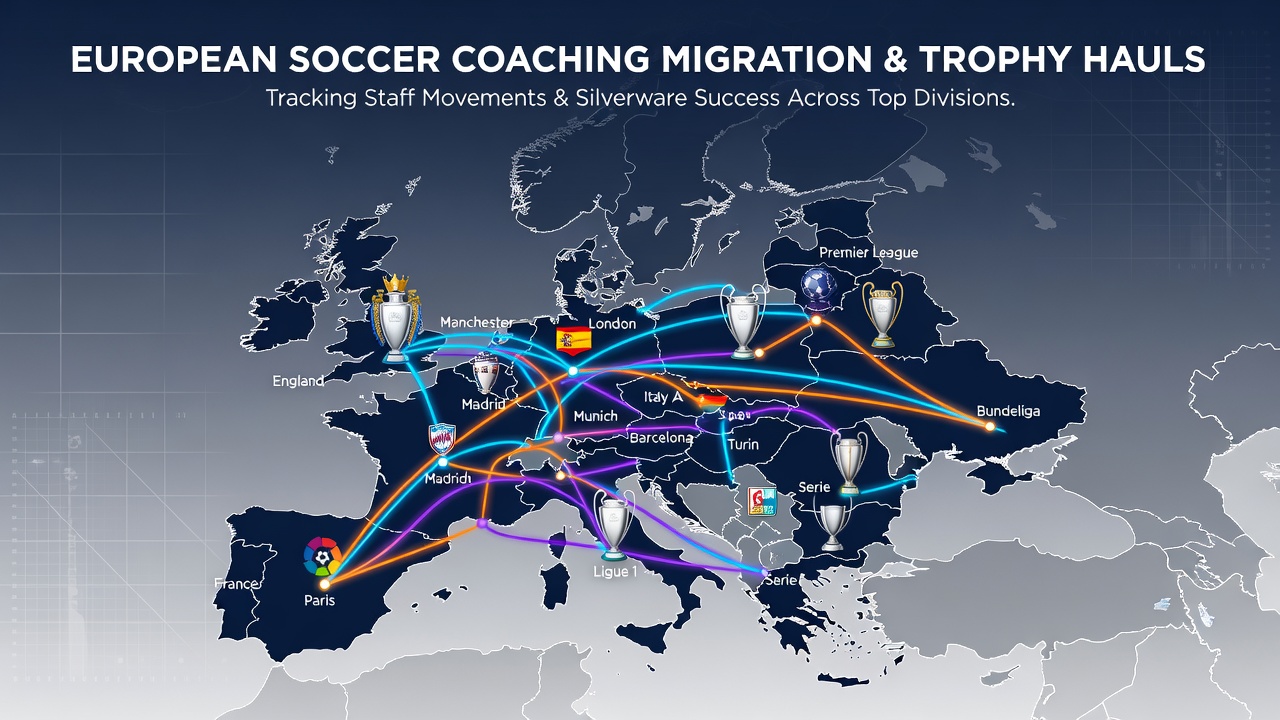 Trophy hauls and staff transitions in top European soccer divisions chart