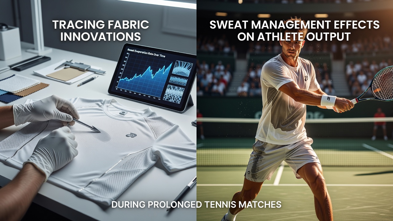 Close-up of advanced moisture-wicking tennis fabric technology used in professional match apparel