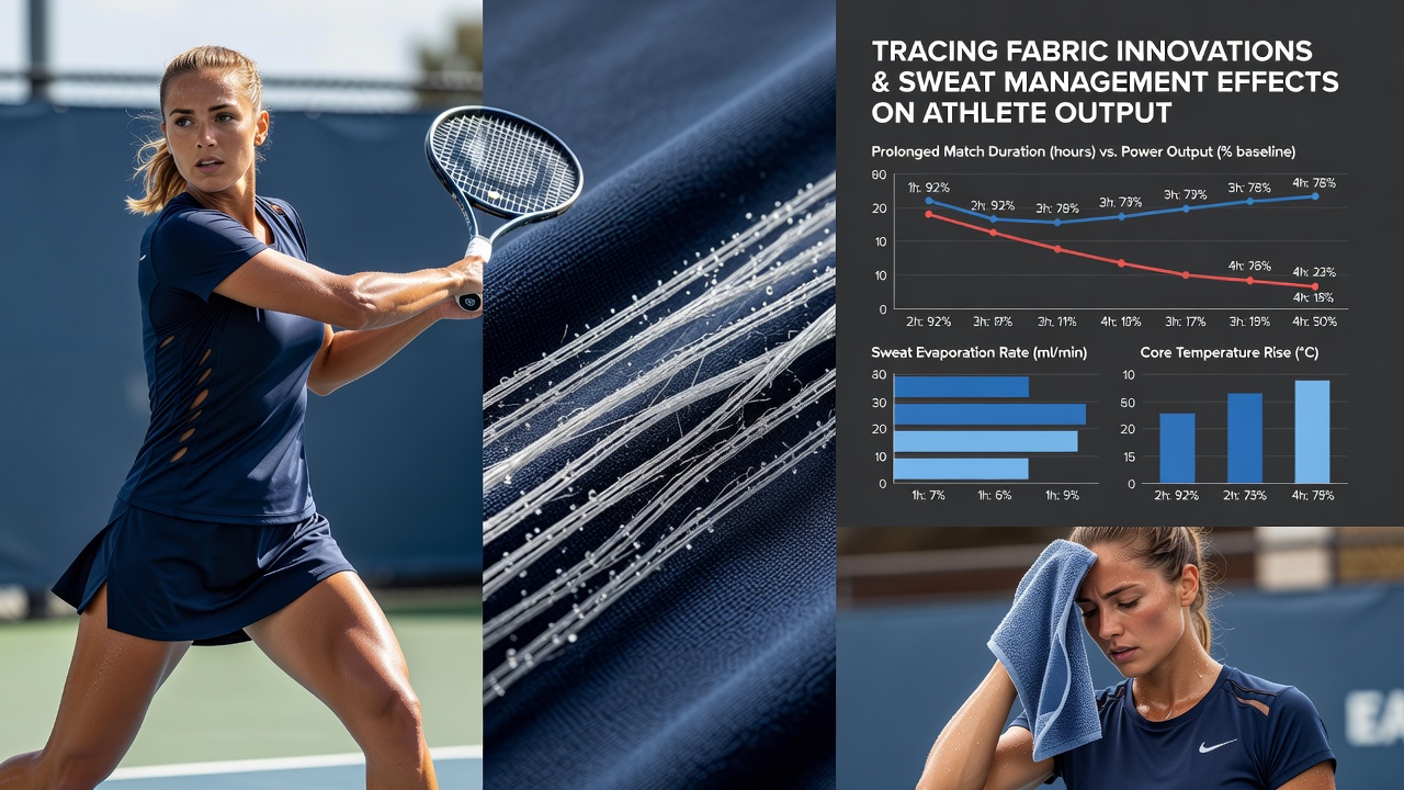 Tennis player in high-performance fabric gear during a long match at a major tournament